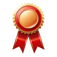 Elegant Red and golden ribbon Certificate Badge Achievement icon on transparent background png