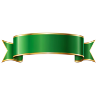 Green shiny ribbon Shape with golden outline isolated on transparent background png