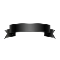 Black empty ribbon Shape with white outline isolated on transparent background png