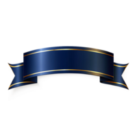 Dark Blue empty shiny banner ribbon Shape with golden outline isolated on transparent backgroundn png