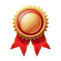 vermelho fita certificado crachá realização ícone com dourado fronteira isolado em transparente fundo png