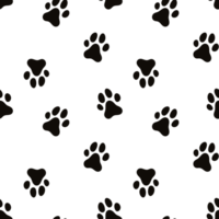 Dog Paw Seamless pattern. Dog footprint repeating pattern. Black and white pattern with dog tracks png