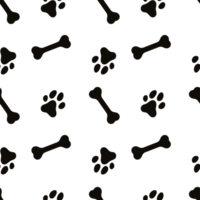 Dog Paw Seamless pattern. Dog footprint and bone repeating pattern. Black and white pattern with dog tracks and bone png
