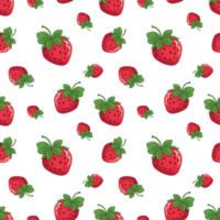Strawberry seamless pattern. Repeating pattern with strawberries. Summer pattern on transparent background. Juicy red seamless strawberries png