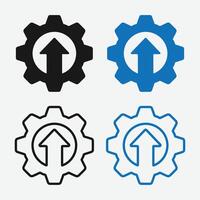 Upload Settings Icons. Cloud Upload Configuration Symbols. Upload Gear Adjustment Icons. vector