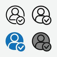 User Verified Checkmark Icons. Verified Account Badge Symbols. Verified Profile Confirmation Icons. User Verified Icons. vector