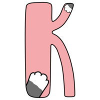 Hand drawn uppercase K with cat paws png