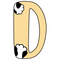 Hand drawn uppercase D with cat paw png