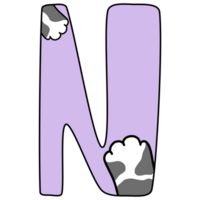 Hand drawn uppercase N with cat paws png