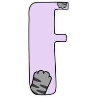 Hand drawn uppercase F with cat paw png