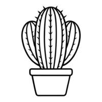 Simple Line Art of a Cactus in a Pot vector