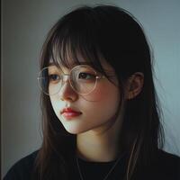 confidente niña con lentes foto