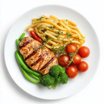 Grilled Chicken with Pasta and Vegetables photo