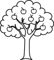 Apple tree with Apple Line Art vector