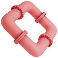 Abstract rectangle pink pipe with industrial elements isolated on transparent background png