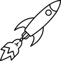 Rocket in Space Launch Line Art vector