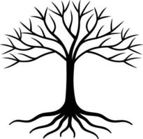 Illustration of a Tree with Roots Visible vector
