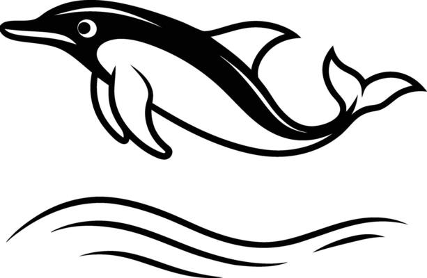 Whale Leaping from Ocean Silhouette Art