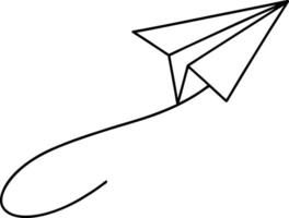 Paper plane flying in a loop line art illustration vector