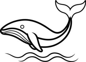 Jumping Whale Silhouette Design vector