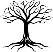 Tree with Visible Roots Silhouette Artwork vector