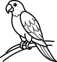 Silhouette of Parrot Sitting on Tree Branch vector