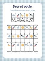 Worksheet for children on attention and concentration with space elements vector