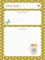 Cute spring recipe notebook template with cup and hearts vector