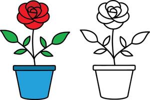 Rose tree with flower and leaf A pot illustration vector