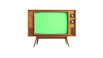 Vintage Wooden Television with Green Screen Ready for Custom Content Creation or Design Projects png