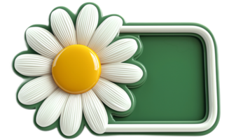 Bright and Cheerful Daisy Flower with Green Frame and Yellow Center for Creative Designs png