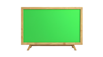 Wooden Frame Television with Green Screen Ready for Customization and Digital Content Display png