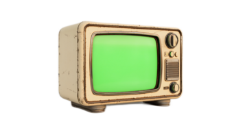 Vintage Television Set with Green Screen Displaying Retro Style and Nostalgic Vibe png
