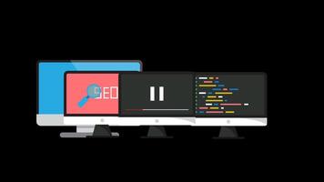 screen device computer animation with alpha channel video