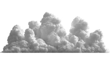 Fluffy white clouds forming dense, textured mass against transparency background, creating dramatic visual effect png