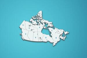 Canada 3D map illustration with province map pin on isolated background vector