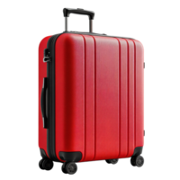 Red hard shell suitcase with retractable handle png
