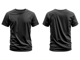 Black t shirt mockup, front and back view, plain design. png