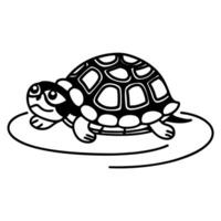 turtle illustration with patterned shell and water ripple detail vector