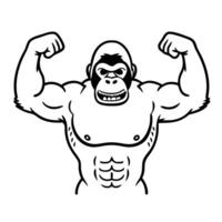 Strong gorilla flexing muscles with confident expression vector