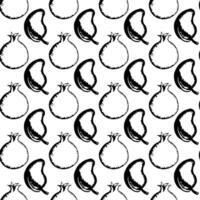 Pomegranate and mango in doodle style. Simple seamless pattern. vector