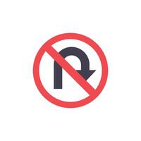 No turn sign on white background. No U Turn Icon. vector