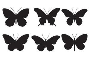 Set of black butterflies isolated on white background vector