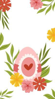 Easter egg floral frame greeting card template vertical banner social media story