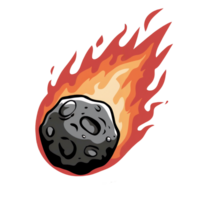 A fiery big meteor hurtles through space cutouts png