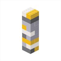 Letter I in isometric view assembled from plastic blocks. vector