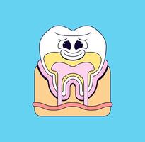 Tooth showcasing its layers and features in hand drawn illustration vector