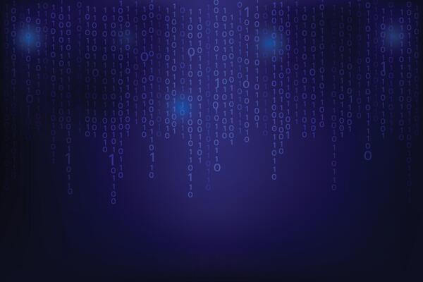 Abstract Technology binary code Random blue digits on screen, Big data