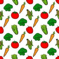 Seamless pattern of hand drawn colored version of vegetables vector