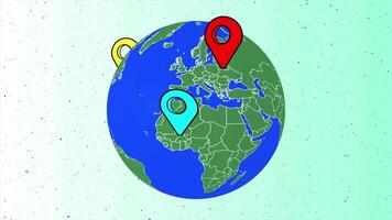 Animated Global Map with Location Markers for Navigation and Connectivity video